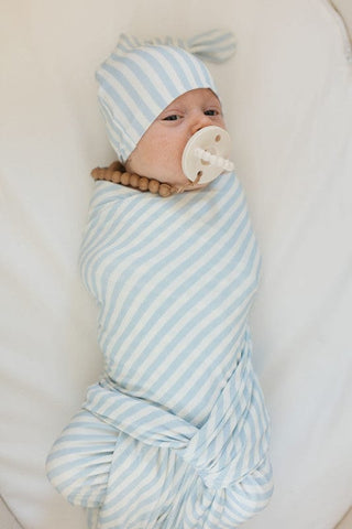 In My Jammers Swaddle Blanket - Blue Stripe | Baby Riddle