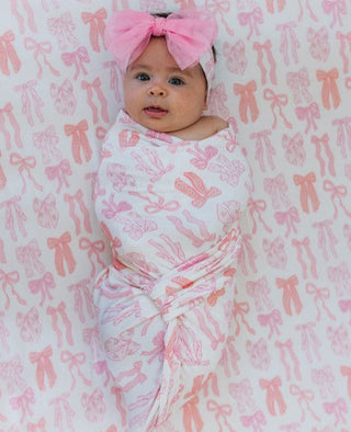 In My Jammers Swaddle Blanket - Spring Floral Bows | Baby Riddle