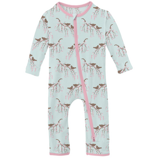 Kickee Pants Coverall with 2-Way Zipper - Fresh Air Bird Branch | Baby Riddle