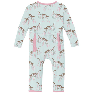 Kickee Pants Coverall with 2-Way Zipper - Fresh Air Bird Branch | Baby Riddle