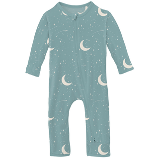 Kickee Pants 2-Way Zipper Coverall - Jade Starry Sky & Moon | Baby Riddle