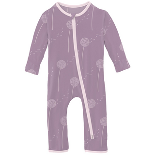 Kickee Pants Coverall with 2-Way Zipper - Lavender Dandelion Wish | Baby Riddle