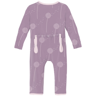 Kickee Pants Coverall with 2-Way Zipper - Lavender Dandelion Wish | Baby Riddle