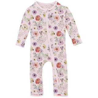 Kickee Pants 2-Way Zipper Coverall - Shrinking Violet Pressed Flowers | Baby Riddle