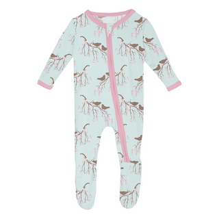 Kickee Pants Footie with 2-Way Zipper - Fresh Air Bird Branch | Baby Riddle