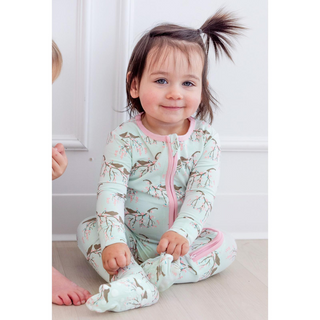 Kickee Pants Footie with 2-Way Zipper - Fresh Air Bird Branch | Baby Riddle