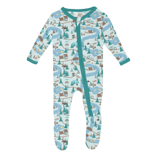 Kickee Pants 2-Way Zipper Footie - Fresh Air Campground Map | Baby Riddle