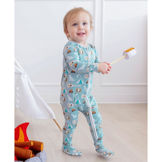 Kickee Pants Footie with 2-Way Zipper - Jade Campfire | Baby Riddle