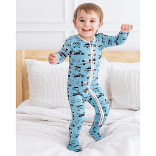 Kickee Pants 2-Way Zipper Footie - Seaside Blue On the Way | Baby Riddle