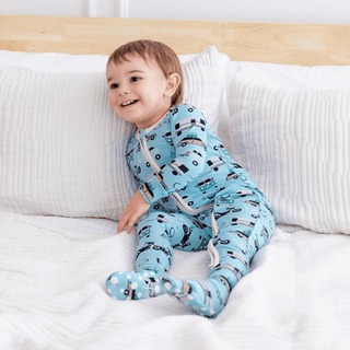 Kickee Pants 2-Way Zipper Footie - Seaside Blue On the Way | Baby Riddle