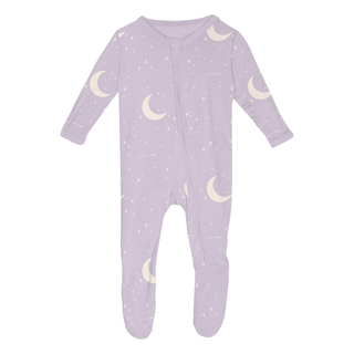 Kickee Pants 2-Way Zipper Footie - Thistle Starry Sky & Moon | Baby Riddle