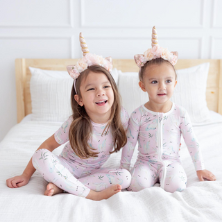 Kickee Pants Footie with 2-Way Zipper - Shrinking Violet Sleeping Unicorns | Baby Riddle