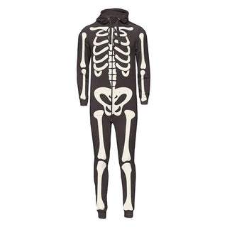 Bamboo Adult Graphic Fleece Jumpsuit with Hood - Midnight Skeleton Baby One-Pieces