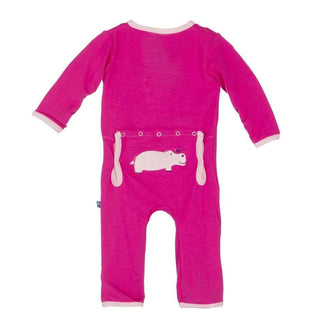 Bamboo Applique Coverall - Calypso Hippo KicKee Pants