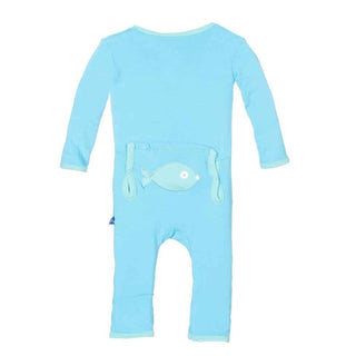 Bamboo Applique Coverall - Confetti Piranha KicKee Pants