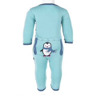 KicKee Pants Applique Coverall - Glacier Penguin