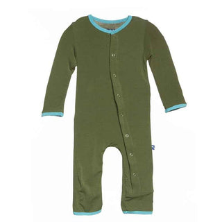 Bamboo Applique Coverall - Moss Polar Bear KicKee Pants