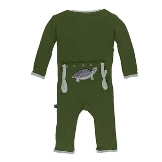 Bamboo Applique Coverall - Moss Turtle Baby & Toddler Sleepwear