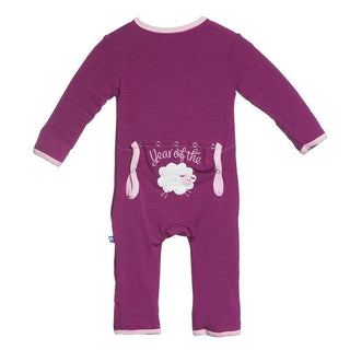 Bamboo Applique Coverall - Orchid Year of the Sheep KicKee Pants