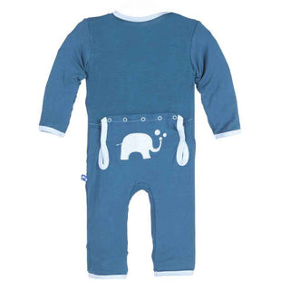 Bamboo Applique Coverall, Peacock Elephant KicKee Pants