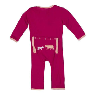 Bamboo Applique Coverall, Rhododendron Brown Bear Baby & Toddler Sleepwear