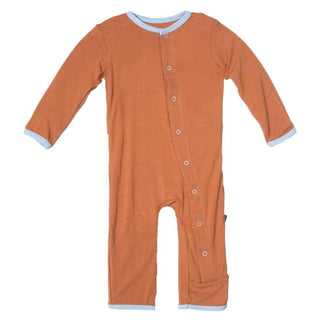 Bamboo Applique Coverall Romper- Copper Owl KicKee Pants