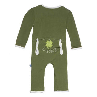 Bamboo Applique Coverall Romper, Moss Clover Baby & Toddler Sleepwear