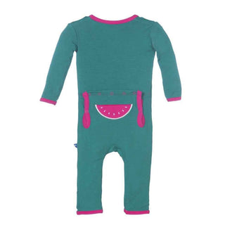 Bamboo Applique Coverall - Shady Glade Watermelon Baby & Toddler Sleepwear