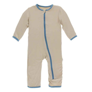 Bamboo Applique Coverall with Zipper - Burlap Sharks Baby & Toddler Sleepwear