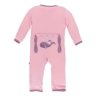 Bamboo Applique Coverall with Zipper - Lotus Whales KicKee Pants