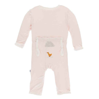 Bamboo Applique Coverall with Zipper - Macaroon Puddle Duck KicKee Pants