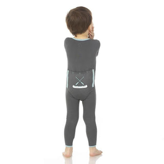 Bamboo Applique Coverall with Zipper - Stone Paddles and Canoe Baby & Toddler Sleepwear