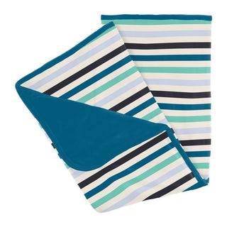 KicKee Pants Baby Boys Print Bamboo Stroller Blanket - Little Boy Blue Stripe 