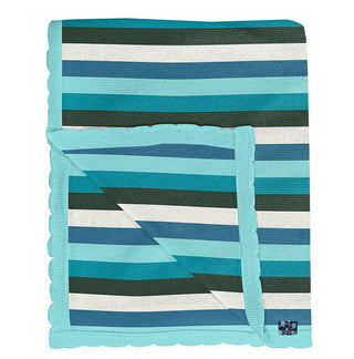 Baby Boys Print Bamboo Knitted Stroller Blanket, Ice Multi Stripe - One Size Swaddling & Receiving Blankets