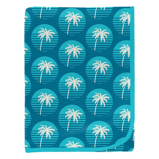 Baby Boys Print Bamboo Swaddling Blanket - Cerulean Blue Palm Tree Sun Swaddling Blankets