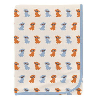 Baby Boys Print Bamboo Swaddling Blanket - Natural Beach Pup KicKee Pants