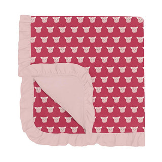 KicKee Pants Baby Girls Print Bamboo Ruffle Stroller Blanket - Cherry Pie Furry Friends