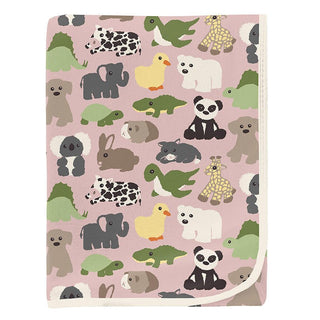 Baby Girls Print Bamboo Swaddling Blanket - Baby Rose Too Many Stuffies Swaddling Blankets