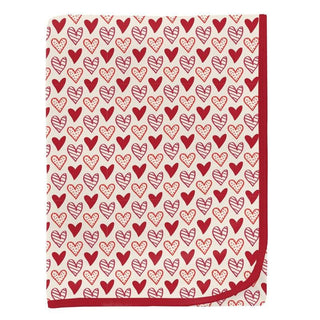 Baby Girls Print Bamboo Swaddling Blanket - Natural Heart Doodles Swaddling Blankets