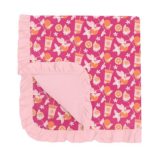 Baby Girls Print Bamboo Ruffle Stroller Blanket - Calypso Orange Cream KicKee Pants