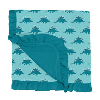 Baby Girls Print Bamboo Ruffle Stroller Blanket, Iceberg Menorahsaurus - One Size (WCA22) Swaddling & Receiving Blankets