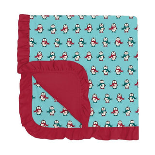 Baby Girls Print Bamboo Ruffle Stroller Blanket, Iceberg Penguins - One Size (WCA22) Swaddling & Receiving Blankets