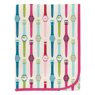 Baby Girls Print Bamboo Swaddling Blanket - Natural Watches KicKee Pants