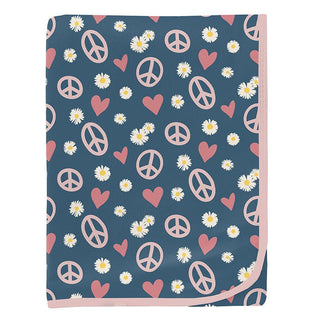 Baby Girls Print Bamboo Swaddling Blanket - Peace, Love and Happiness Swaddling Blankets