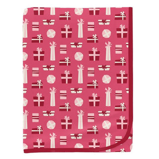 KicKee Pants Baby Girls Print Swaddling Blanket, Winter Rose Presents - One Size WCA22