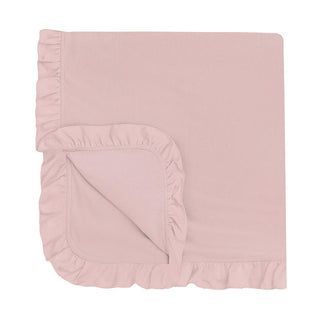 KicKee Pants Baby Girls Solid Bamboo Ruffle Stroller Blanket - Baby Rose