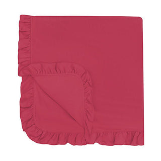 KicKee Pants Baby Girls Solid Bamboo Ruffle Stroller Blanket - Cherry Pie