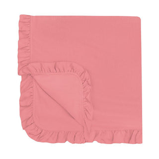 KicKee Pants Baby Girls Solid Bamboo Ruffle Stroller Blanket - Strawberry