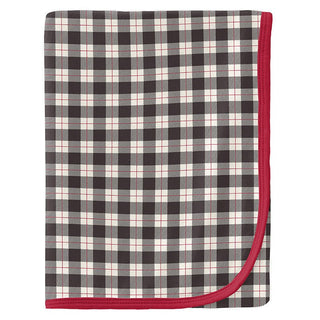 KicKee Pants Baby Print Swaddling Blanket, Midnight Holiday Plaid - One Size