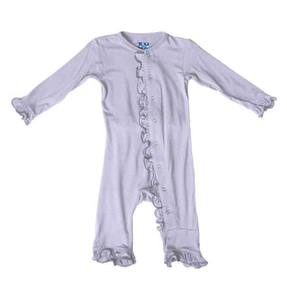 Girl's Solid Bamboo Classic Ruffle Coverall with Snaps - Lilac KicKee Pants